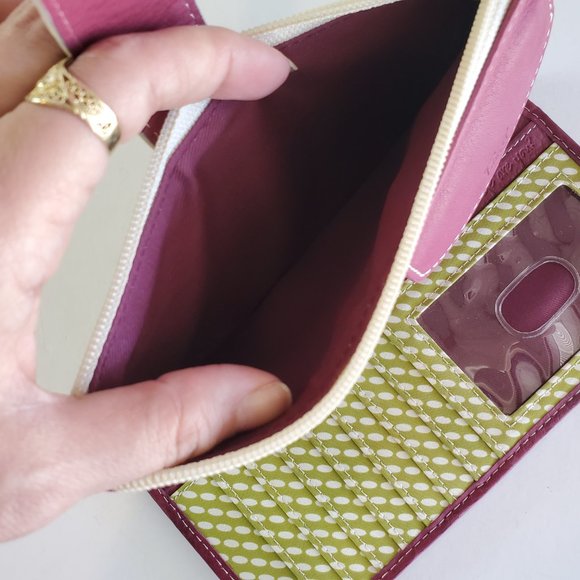 ❌️Vintage Fossil Whtie Floral Leather Snap Wallet Green Maroon Purple Y2K NWOT - Picture 6 of 10
